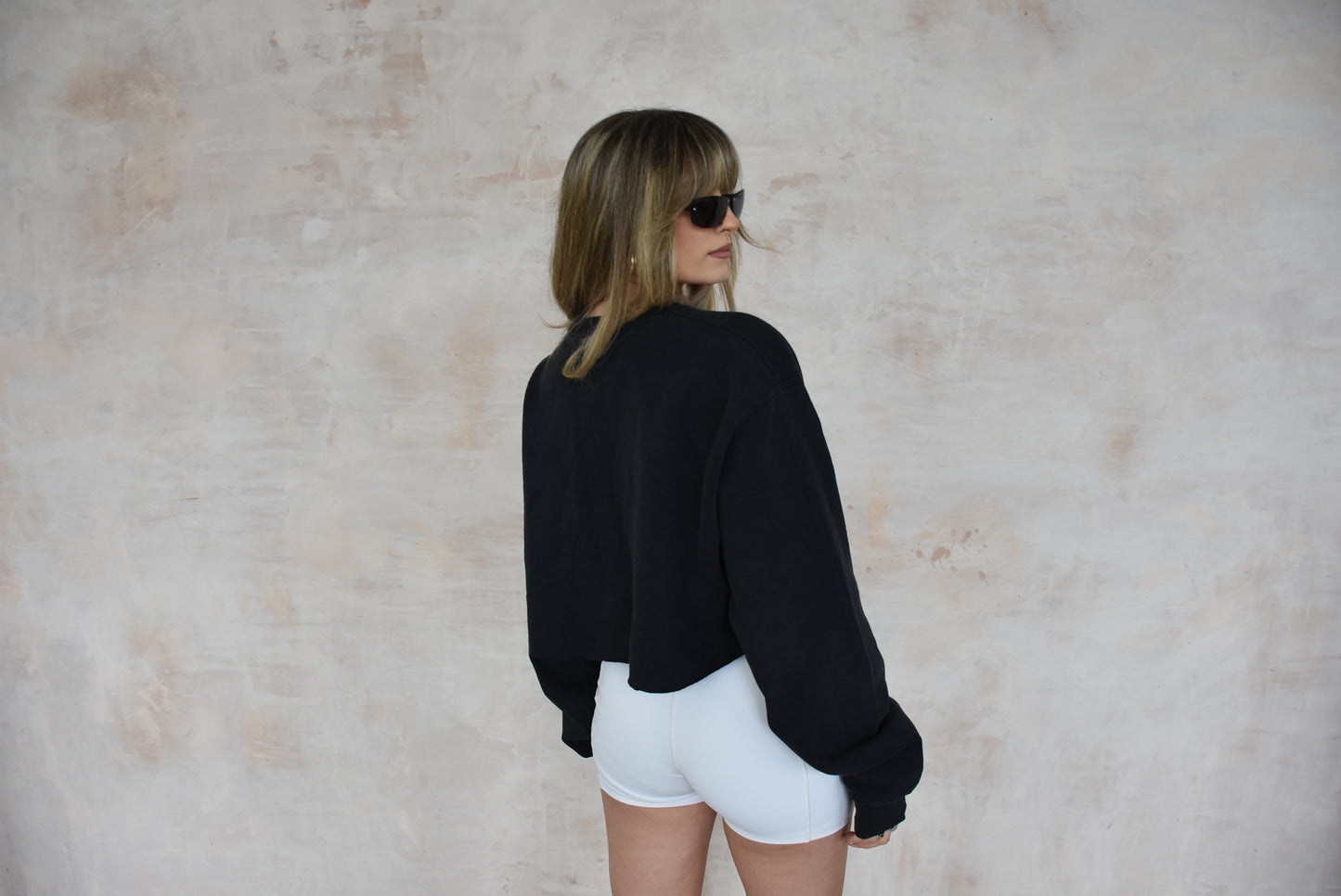 Vintage Champion Cropped Sweatshirt in Black