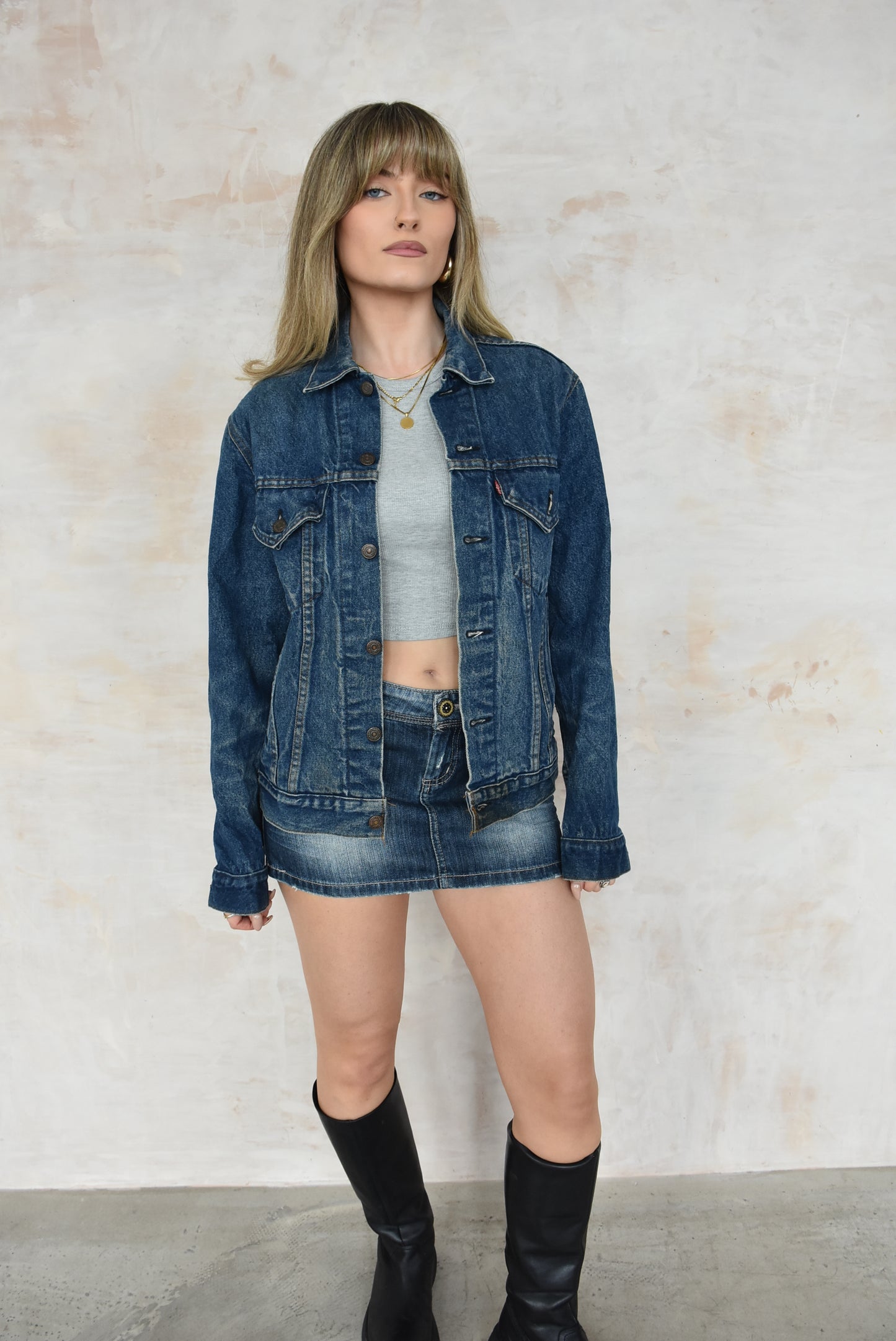 Vintage Y2K dark blue denim skirt