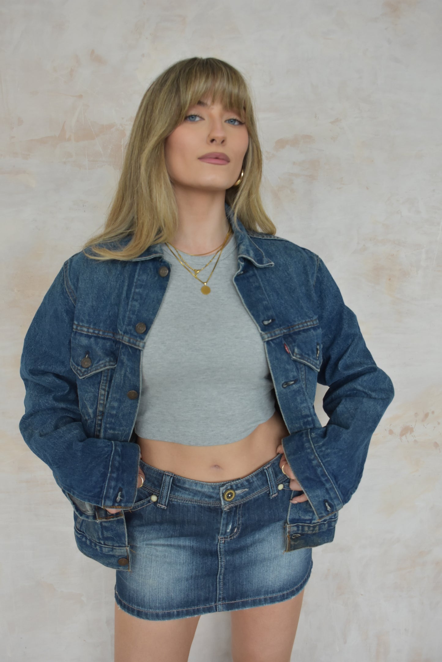 Vintage Y2K dark blue denim skirt