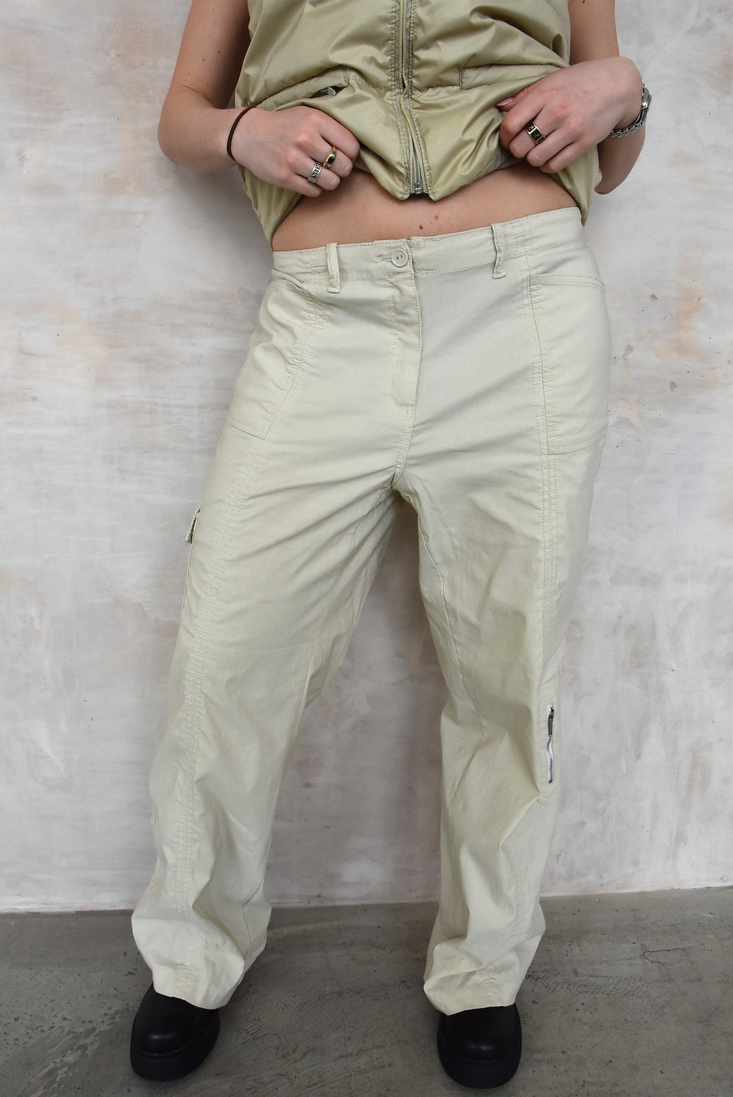 Vintage Cream Cargo Trousers