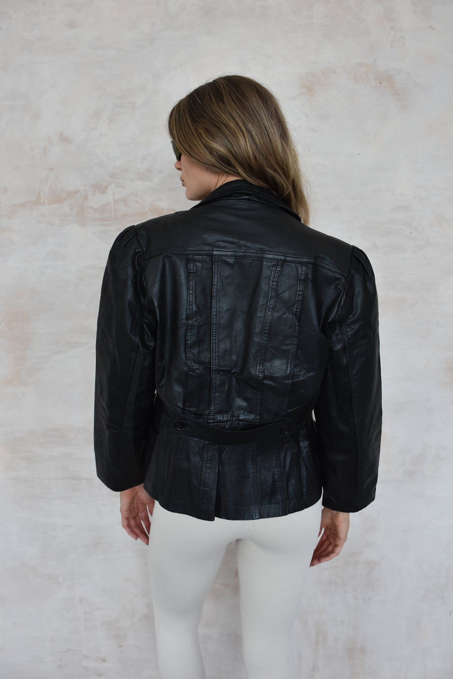 Vintage Black Leather Tailored Jacket