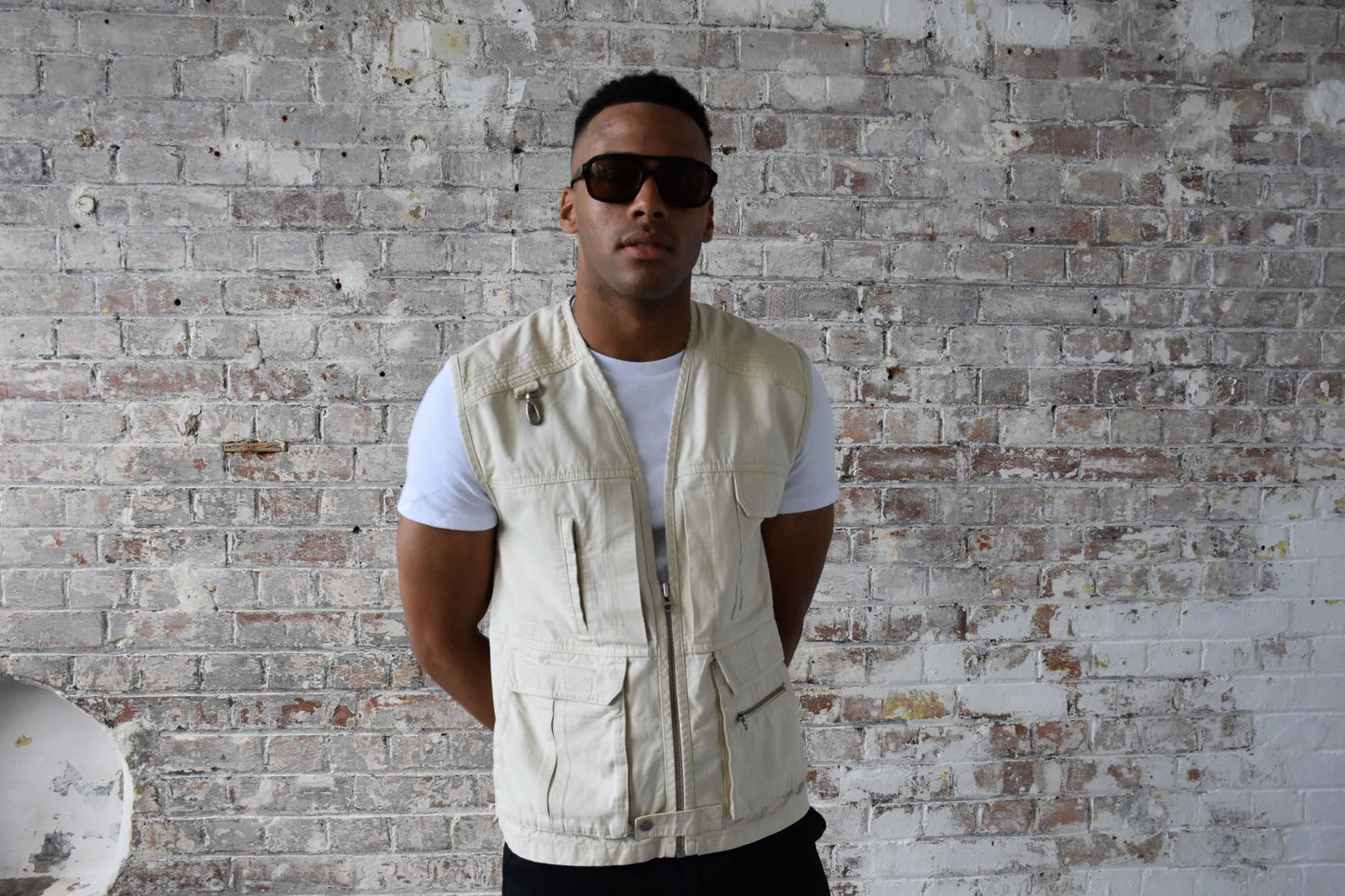 Vintage Cargo Gilet Vest in Sand