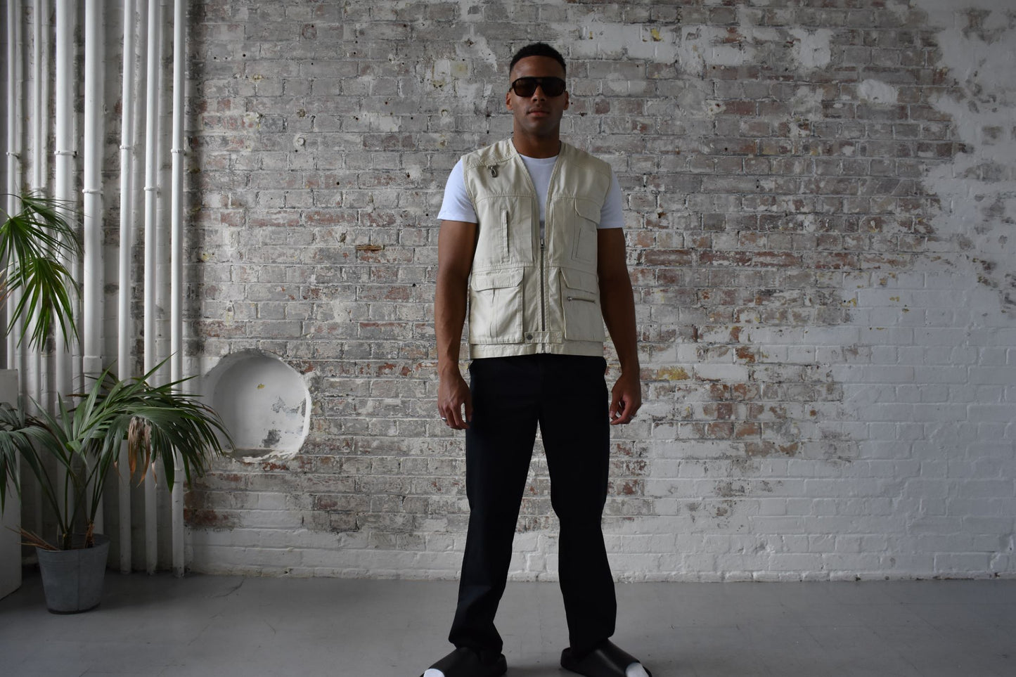 Vintage Cargo Gilet Vest in Sand