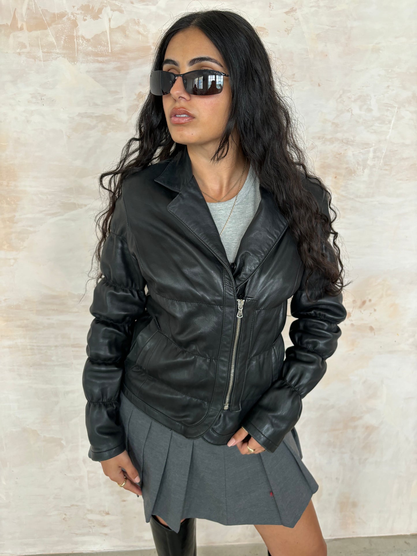 Vintage Y2K Black Leather Jacket