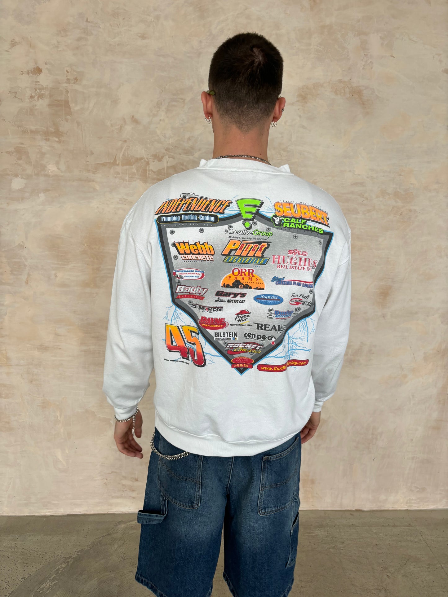 Vintage White Racer Sweatshirt