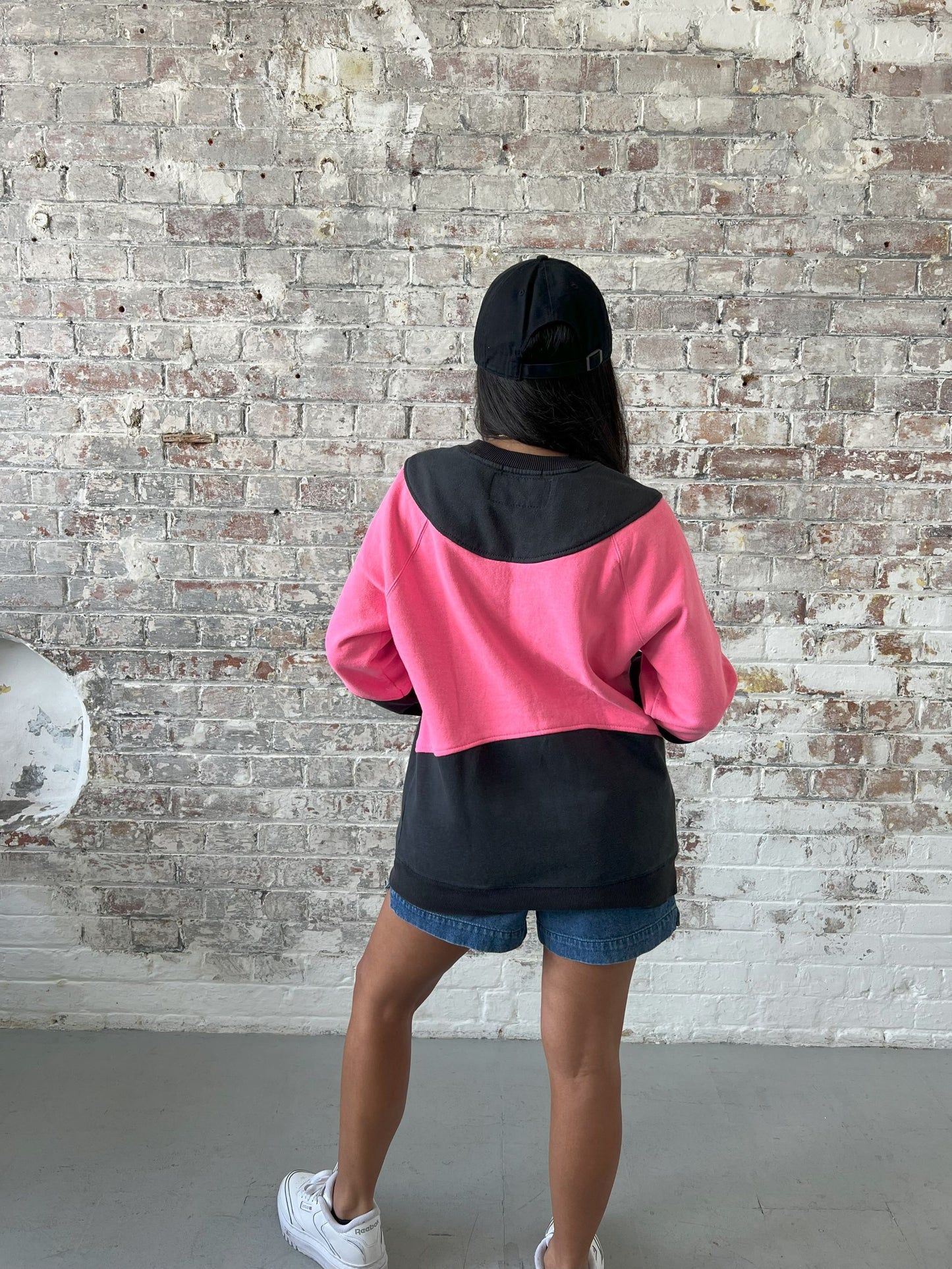 Vintage Reworked Champion Sweatshirt in Black & Pink